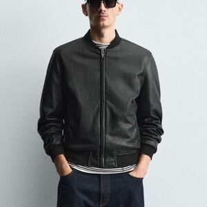 ZARA FAUX LEATHER BOMBER JACKET